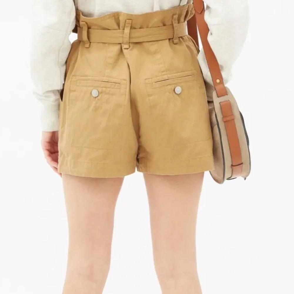 Isabel Marant Parana Paperbag-Waist Cotton Linen-Blend Shorts (size 36/4) - Picture 5 of 16